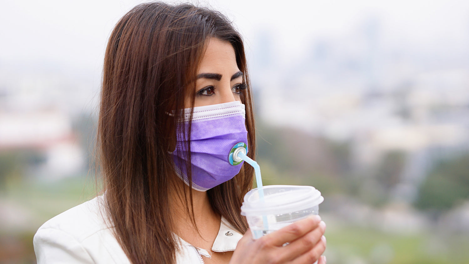 SIP Airtight Drinking Valve:  Safely drink in public spaces without removing your mask or compromising your health.  SIP is an airtight drinking valve that automatically seals after each sip.  SIP can be installed on any mask and custom fit to your mouth.