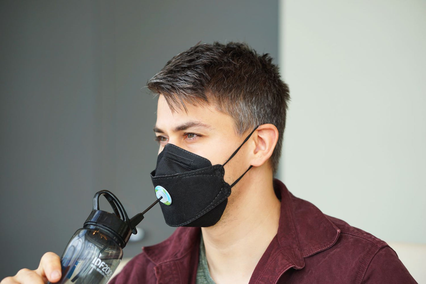 SIP Airtight Drinking Valve:  Safely drink in public spaces without removing your mask or compromising your health.  SIP is an airtight drinking valve that automatically seals after each sip.  SIP can be installed on any mask and custom fit to your mouth.
